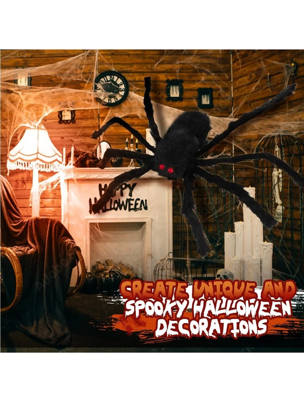 Giant Black Spider Halloween Hanging Decoration - 6.6ft